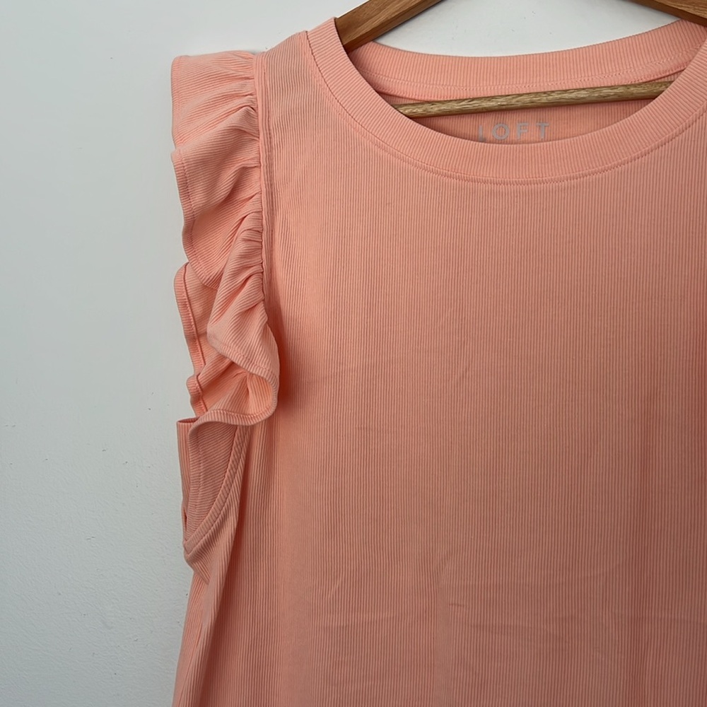 Loft Ruffle Sleeve Peach Top - Picture 2 of 5